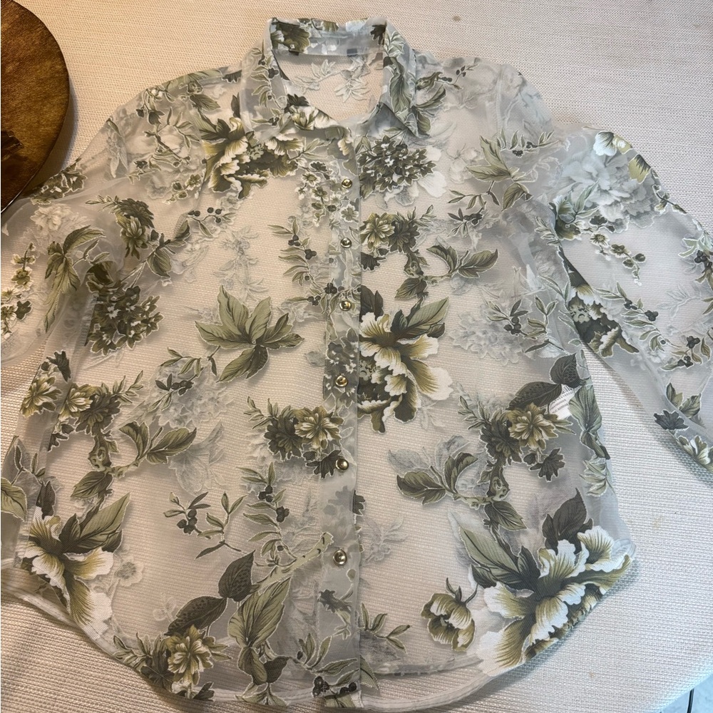 Elegant Floral Button-Up Blouse